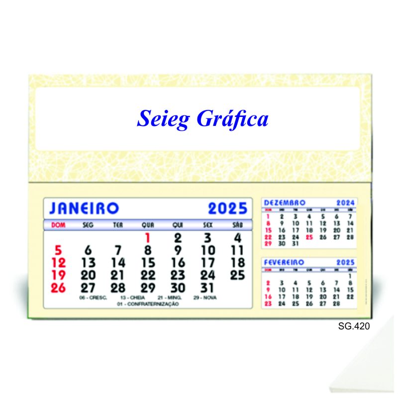 Calendário de Mesa Coml Pequeno, 2025